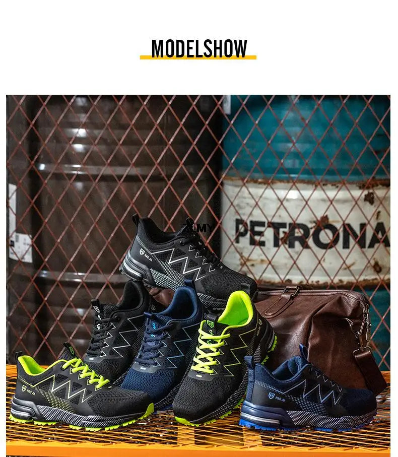 Chaussures de Sécurité Anti-perforation, pour Hommes, avec Embout en Acier, Chaussures Respirantes à l'Épreuve des Perforations, Bottes de Sécurité au Travail pour Homme, Chaussures de Construction, Baskets Masculines