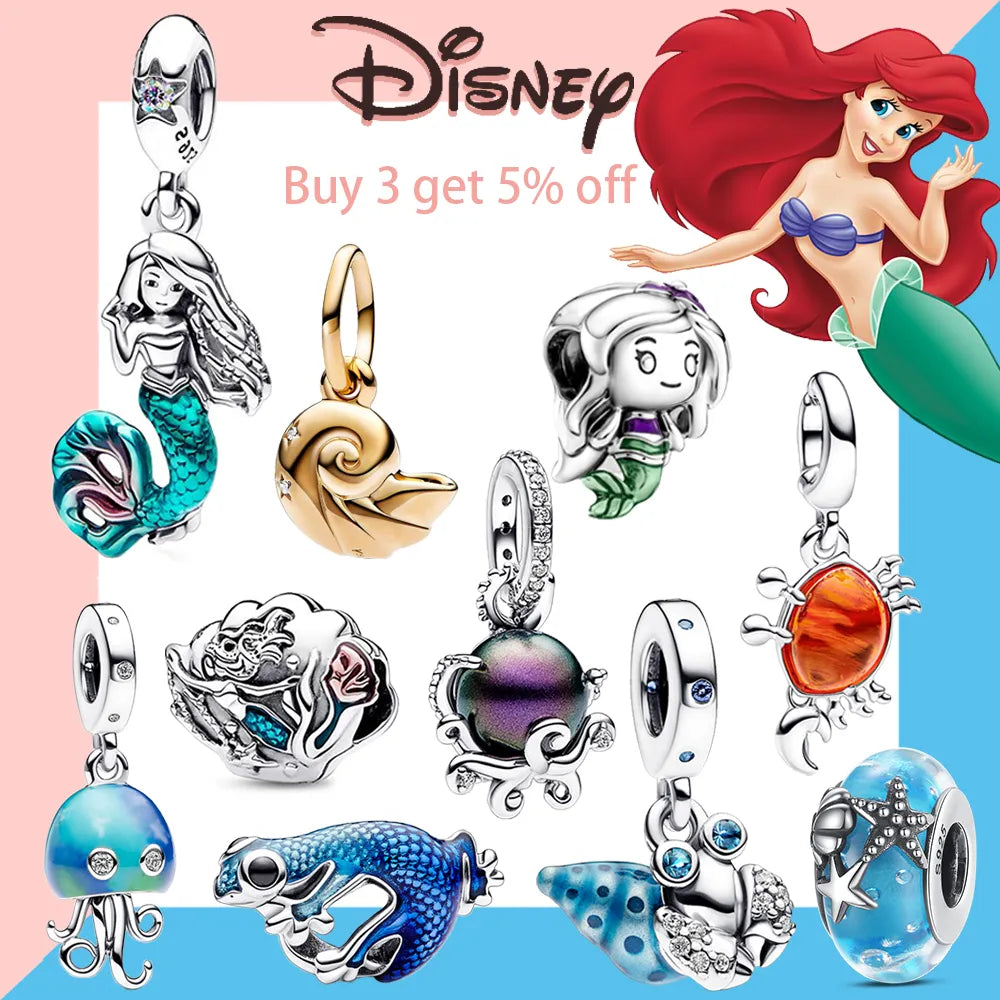 Breloques Disney, Stitch, Minnie Mouse, Winnie, pendentifs compatibles avec des breloques en argent 925 original pour bracelet, perles de charme pour bijoux pendentifs, cadeau.