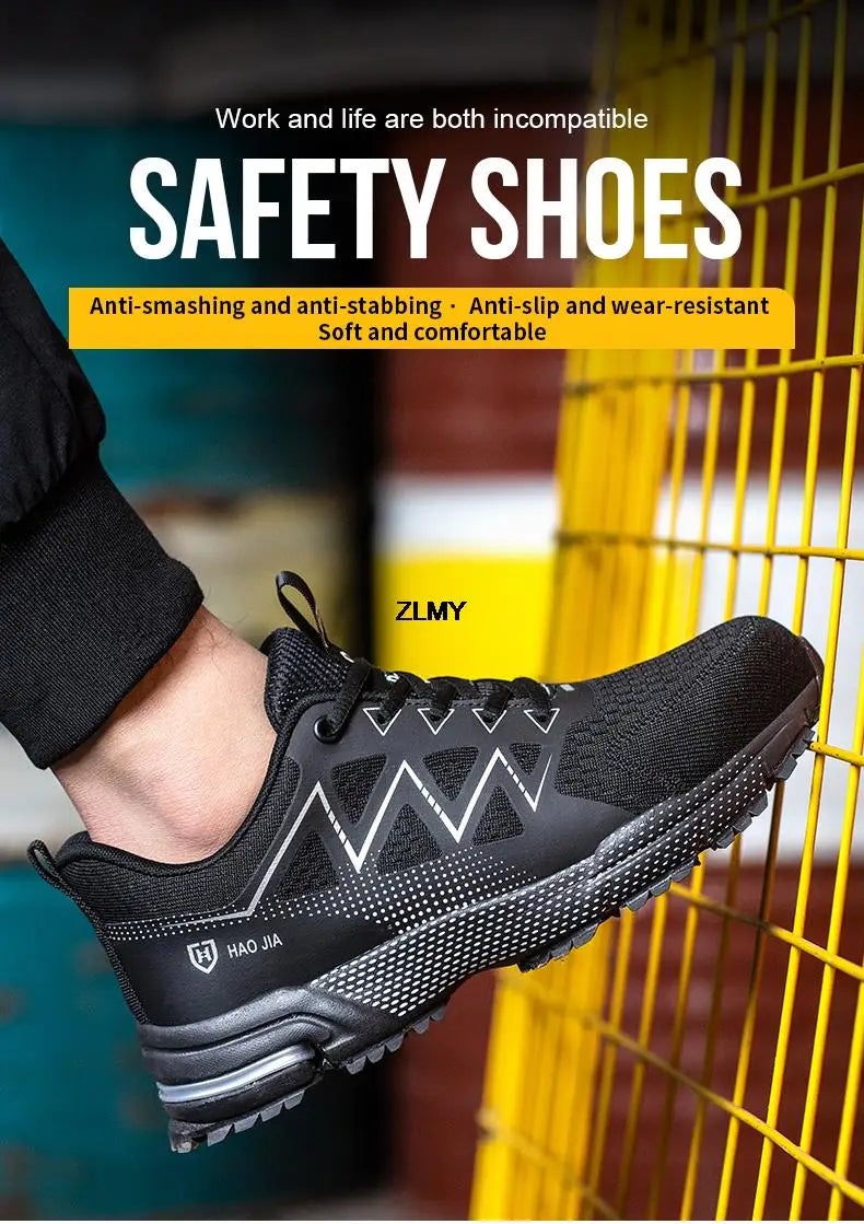 Chaussures de Sécurité Anti-perforation, pour Hommes, avec Embout en Acier, Chaussures Respirantes à l'Épreuve des Perforations, Bottes de Sécurité au Travail pour Homme, Chaussures de Construction, Baskets Masculines